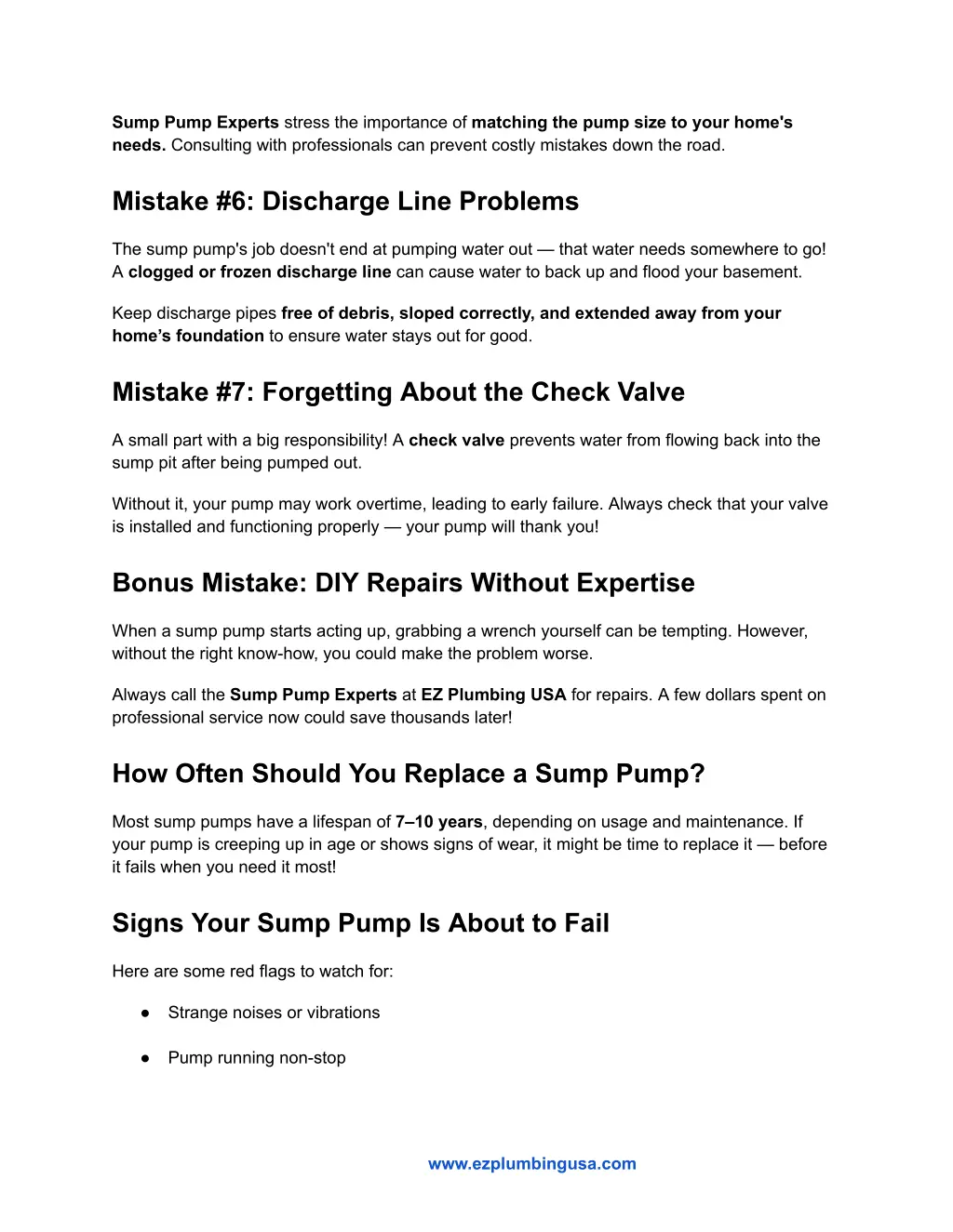 sump pump experts stress the importance