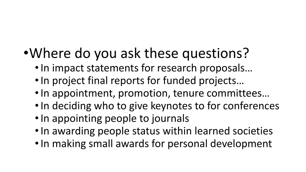 where do you ask these questions in impact