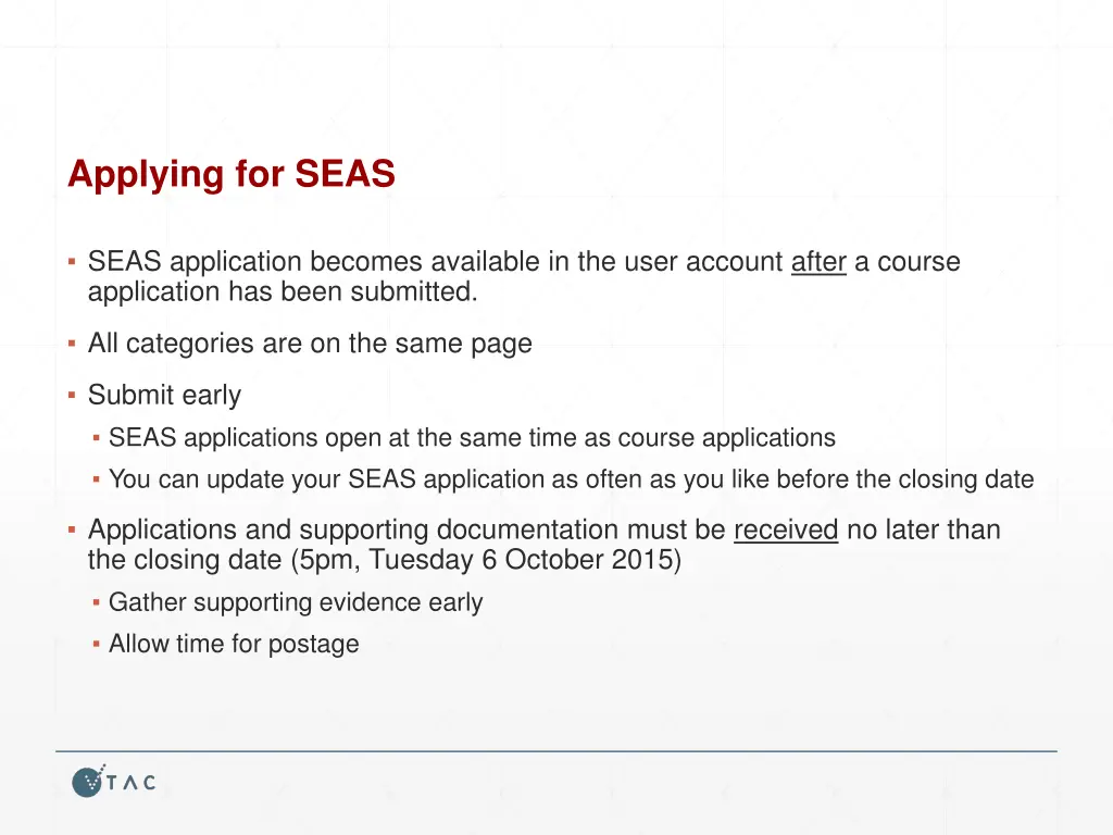 applying for seas