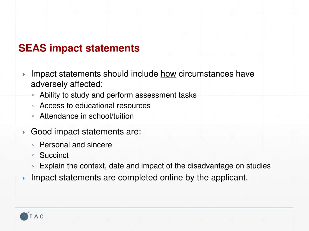seas impact statements