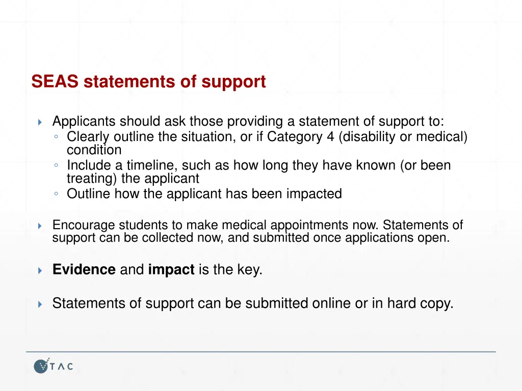 seas statements of support