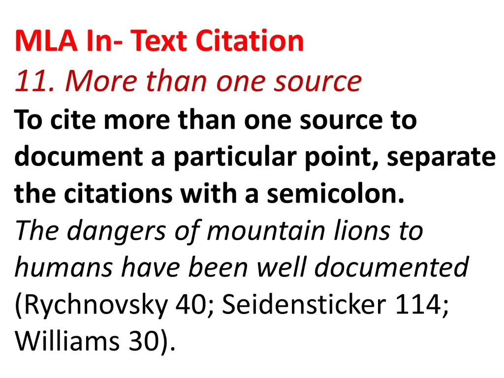 mla in text citation 11 more than one source