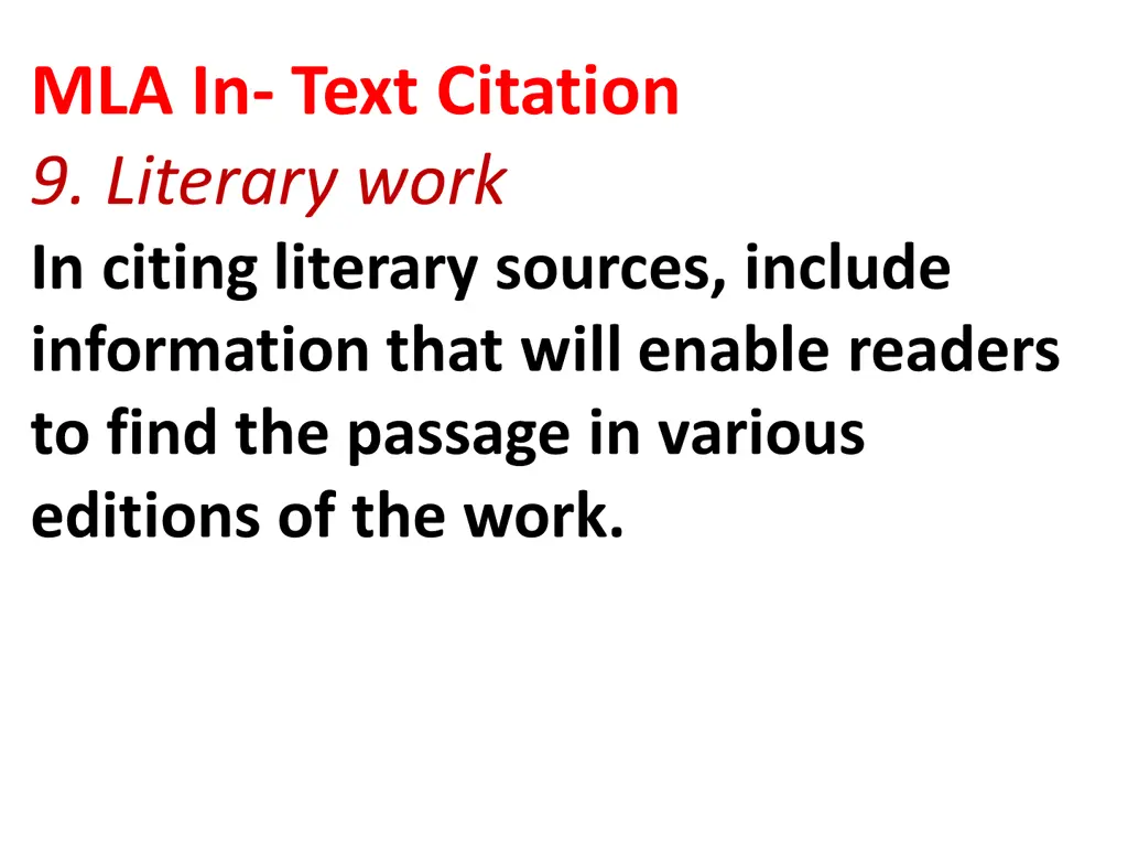mla in text citation 9 literary work in citing