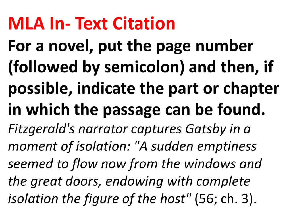 mla in text citation for a novel put the page