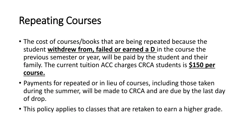 repeating courses repeating courses