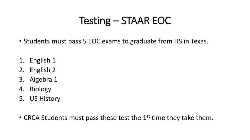 testing testing staar eoc staar eoc