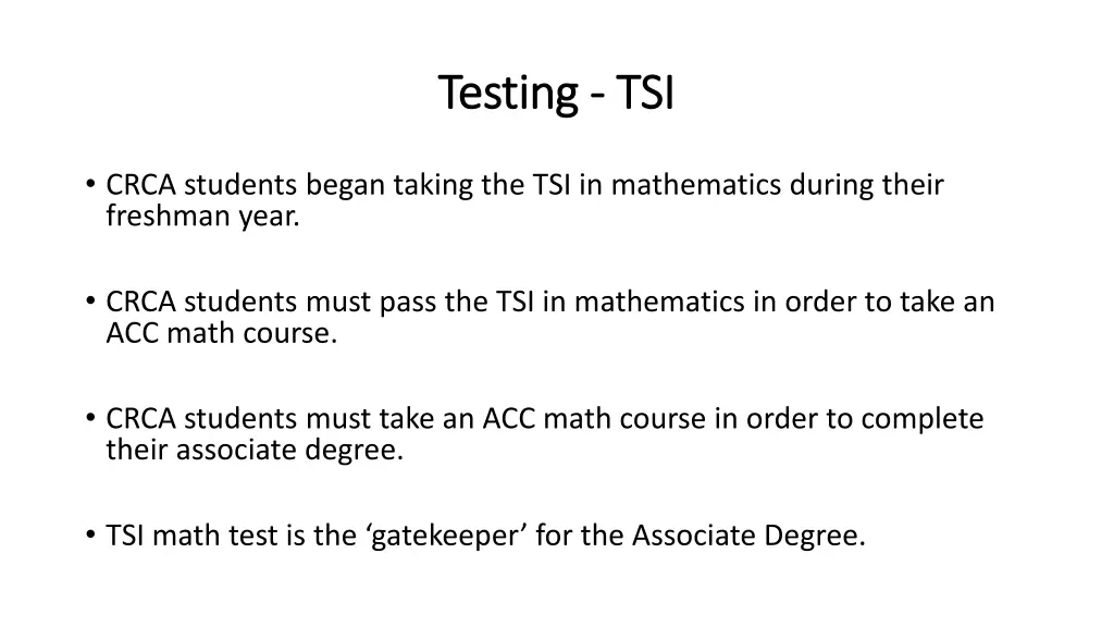 testing testing tsi