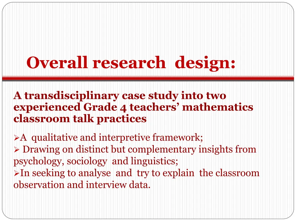 overall research design
