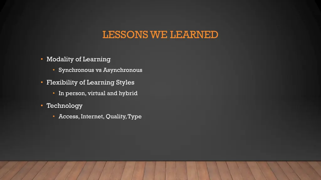 lessons we learned