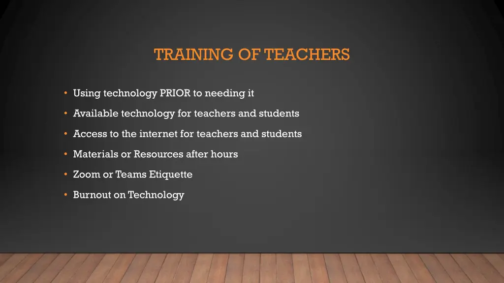 training of teachers
