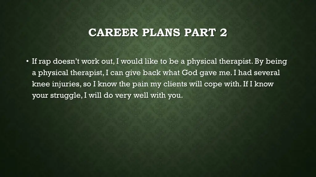 career plans part 2