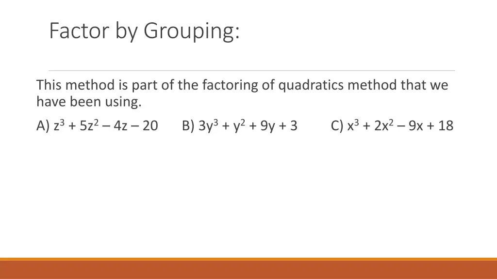factor by grouping