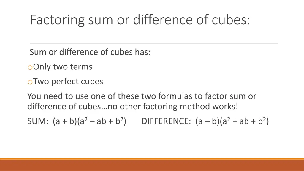 factoring sum or difference of cubes