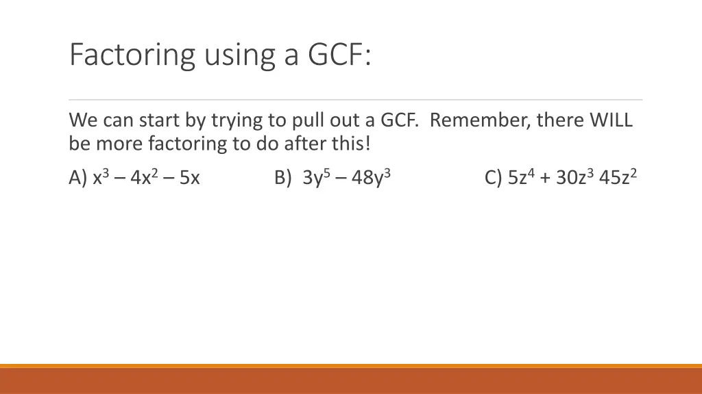 factoring using a gcf