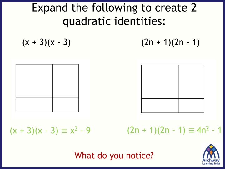 expand the following to create 2 quadratic