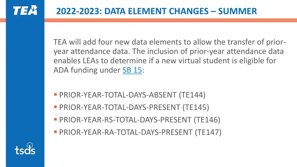 2022 2023 data element changes summer