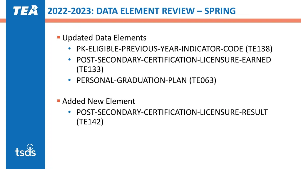 2022 2023 data element review spring