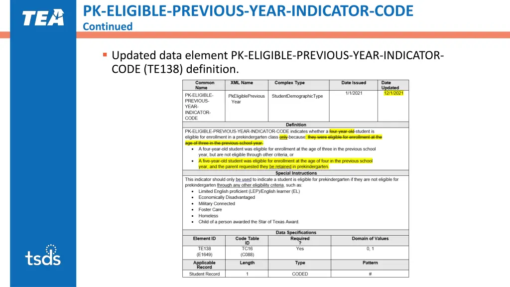 pk eligible previous year indicator code continued