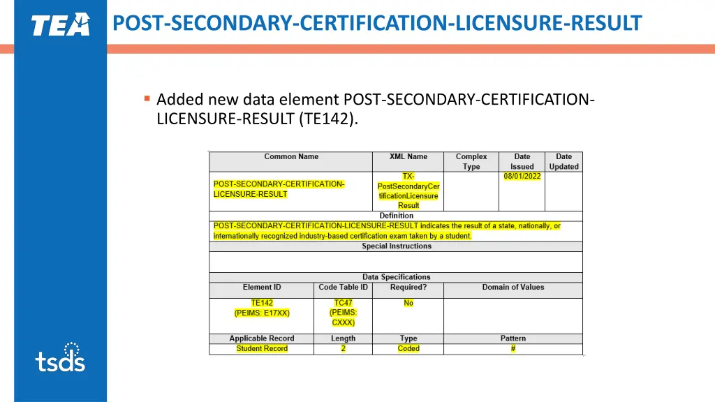 post secondary certification licensure result