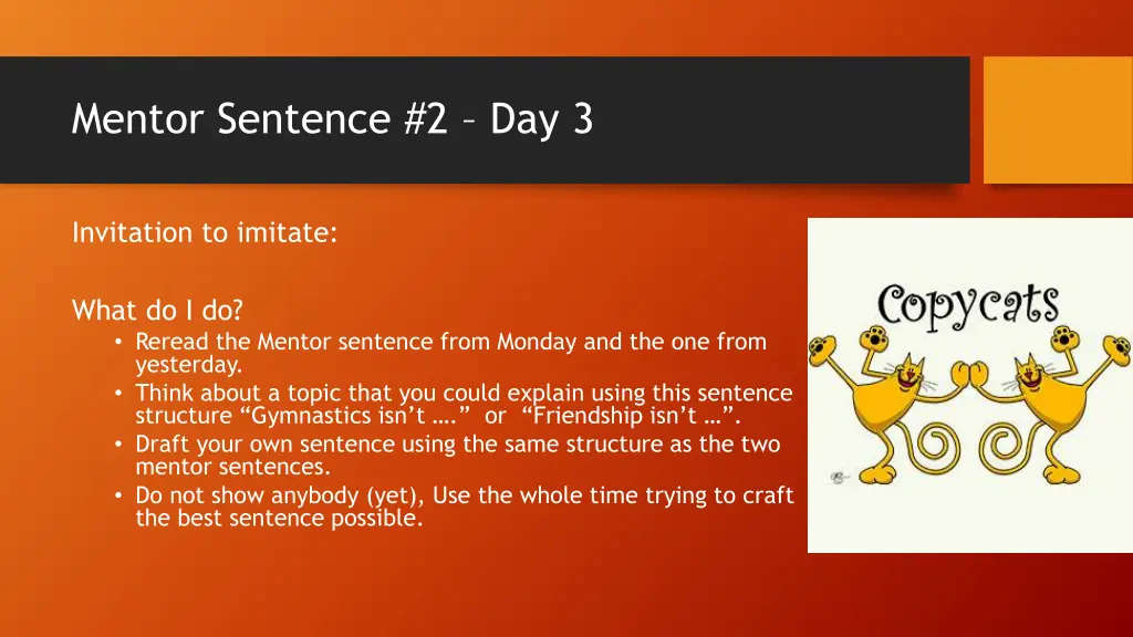 mentor sentence 2 day 3