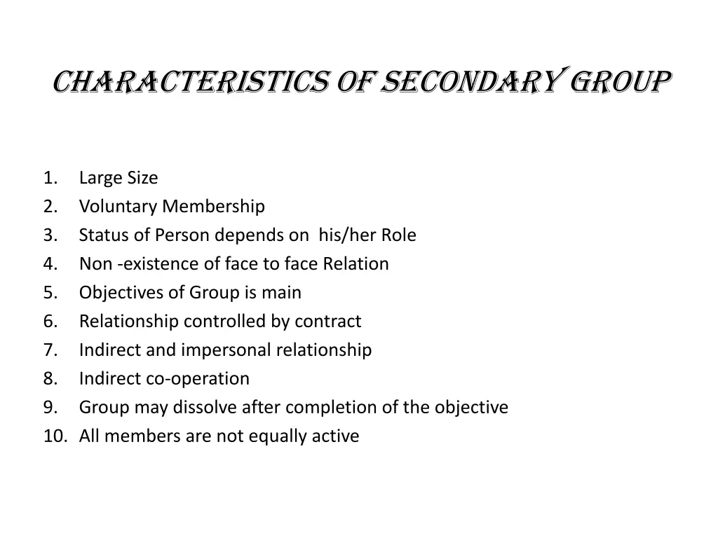 characteristics of secondary group