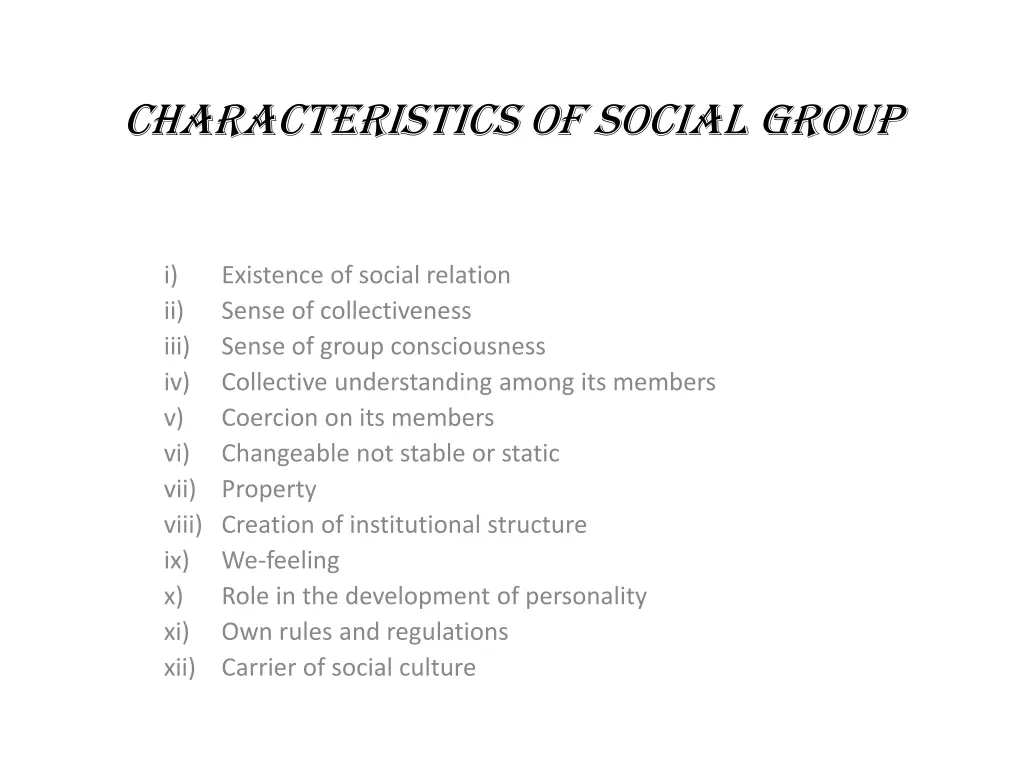 characteristics of social group