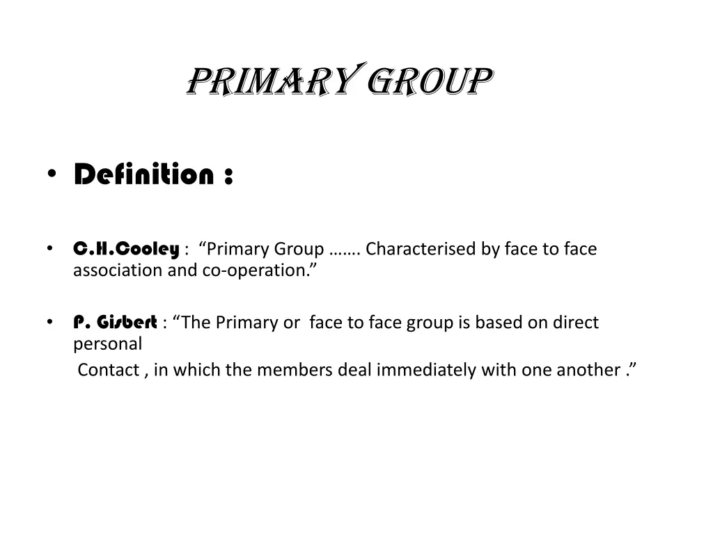 primary group