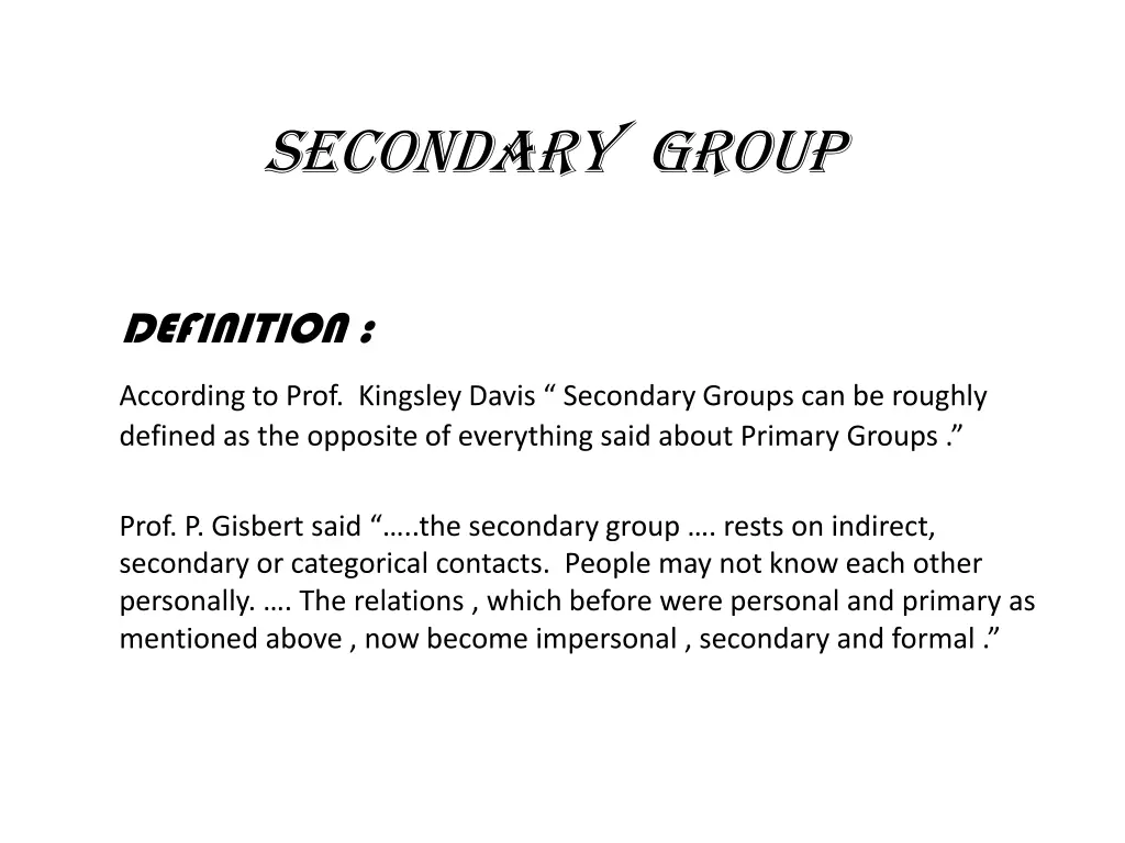 secondary group