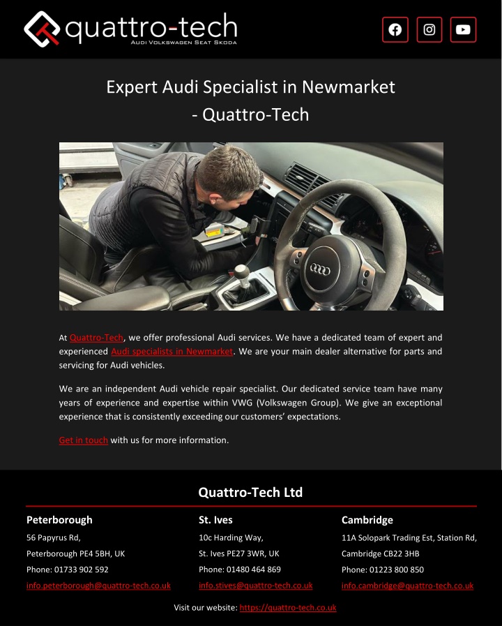 expert audi specialist in newmarket quattro tech