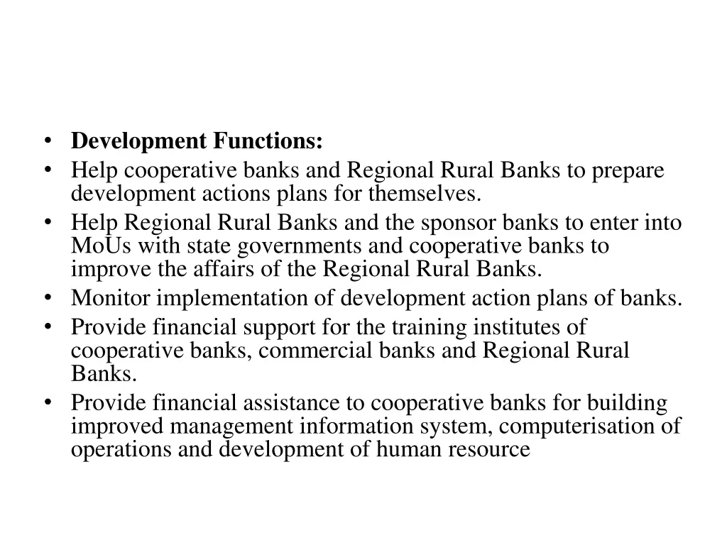 development functions help cooperative banks