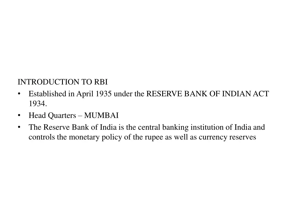 introduction to rbi established in april 1935