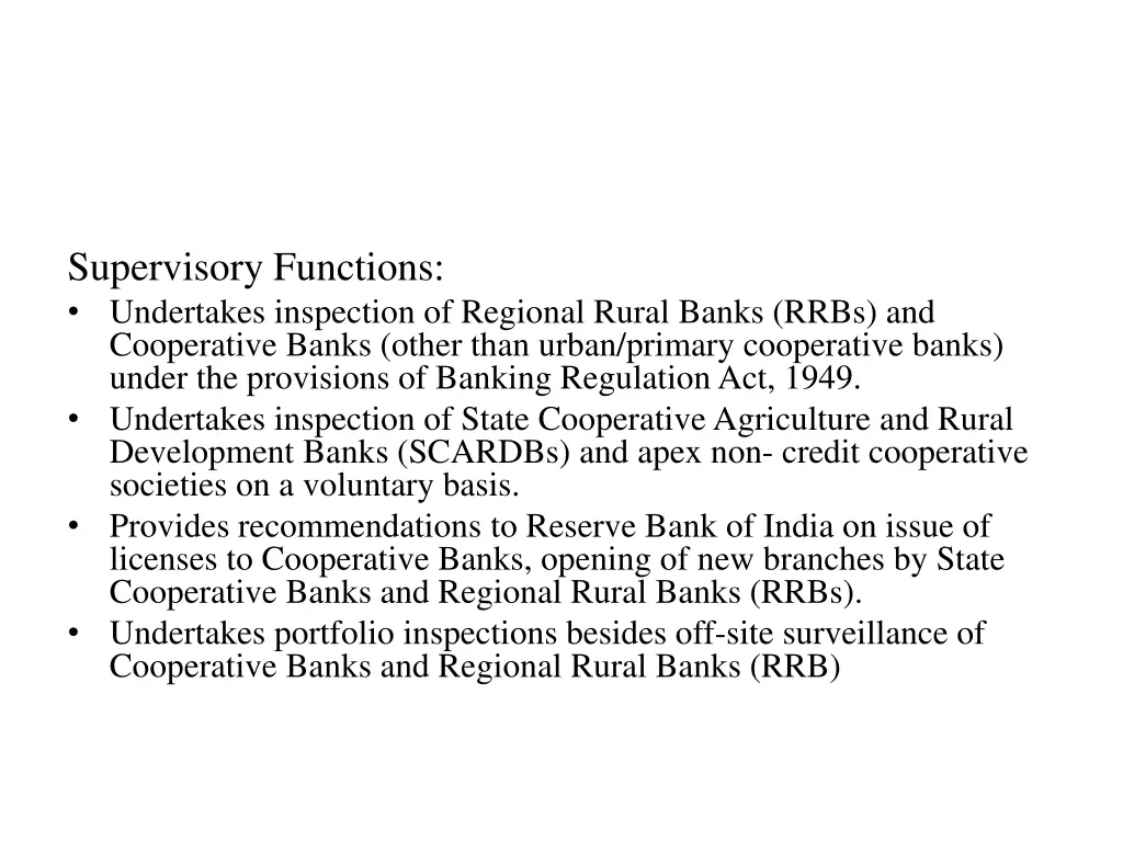 supervisory functions undertakes inspection