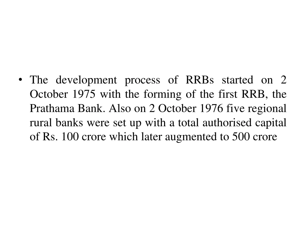 the development process of rrbs started