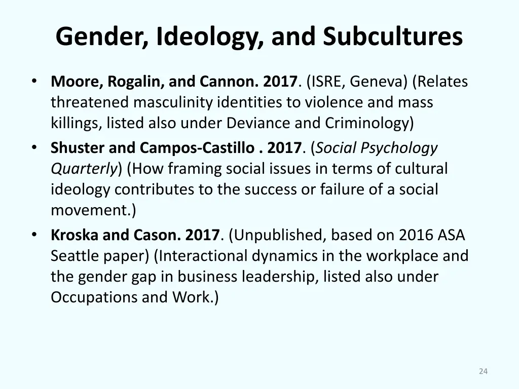 gender ideology and subcultures