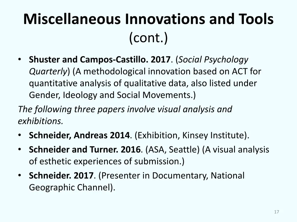 miscellaneous innovations and tools cont