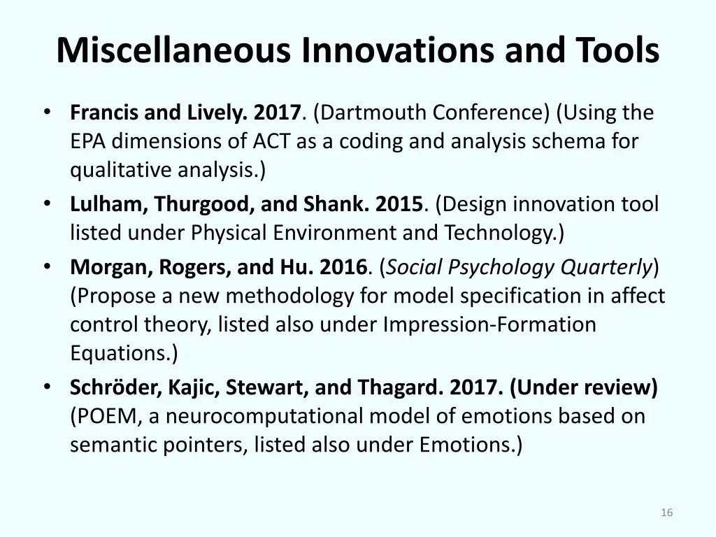 miscellaneous innovations and tools