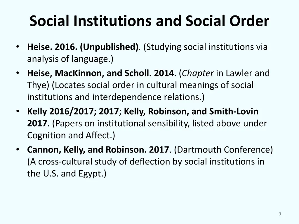 social institutions and social order