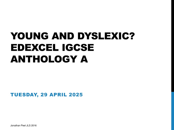 young and dyslexic edexcel igcse anthology a