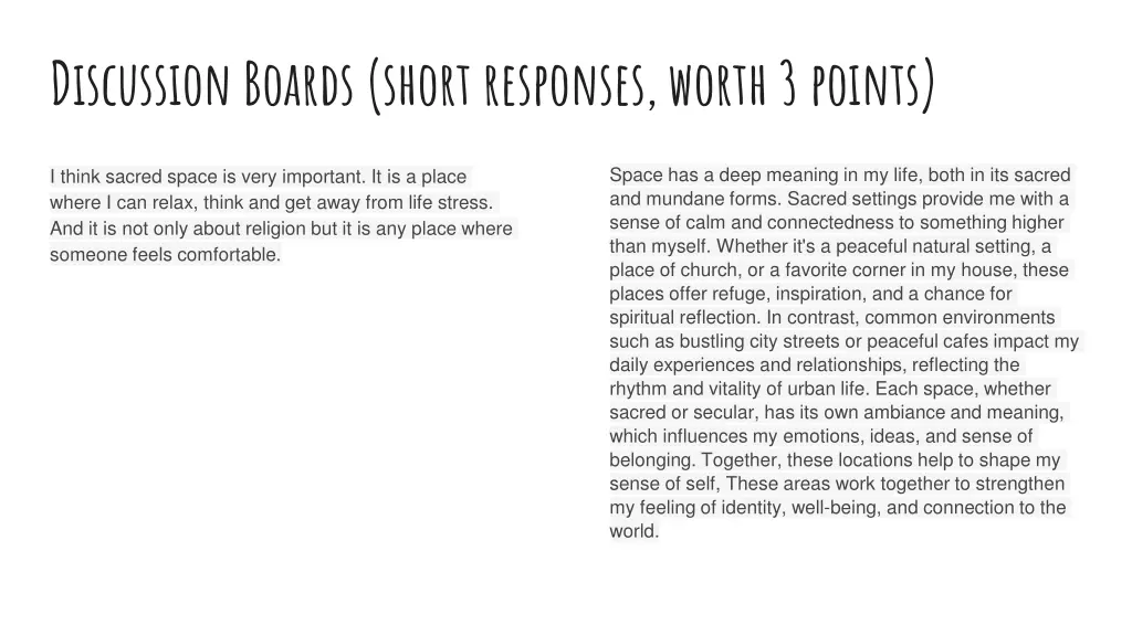 discussion boards short responses worth 3 points
