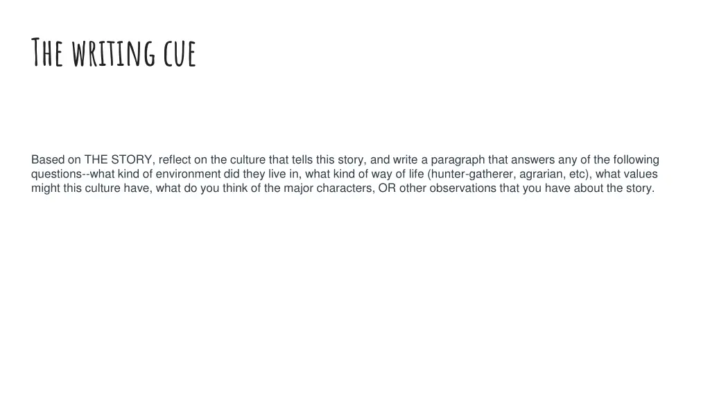 the writing cue