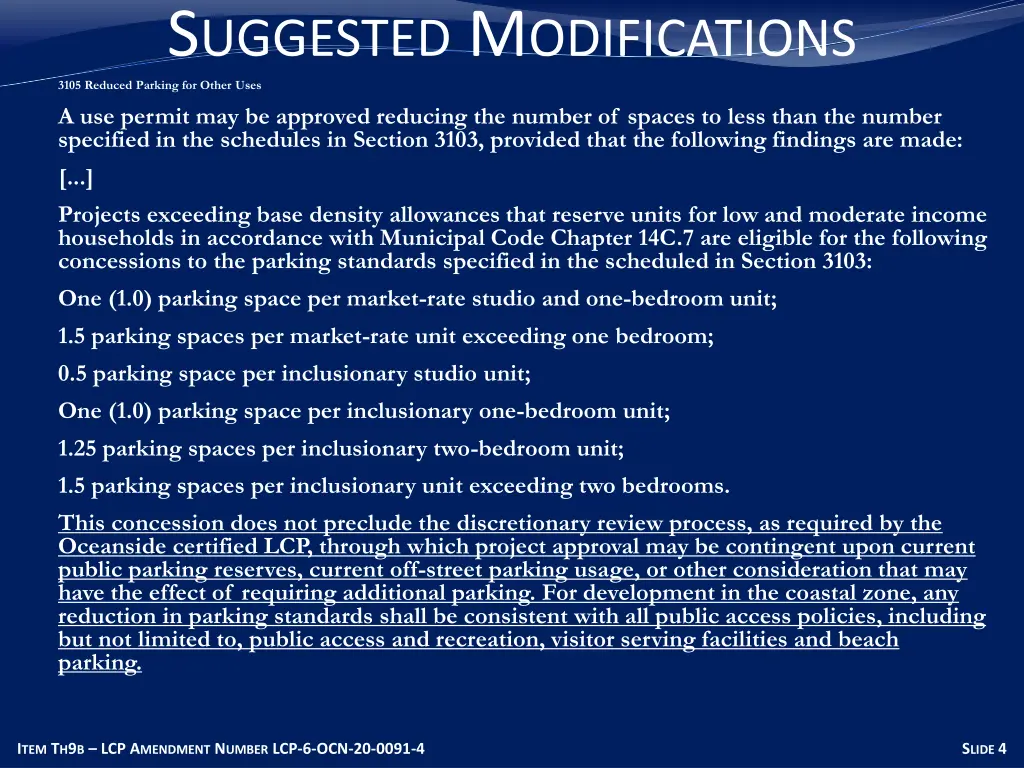 s uggested m odifications 3105 reduced parking