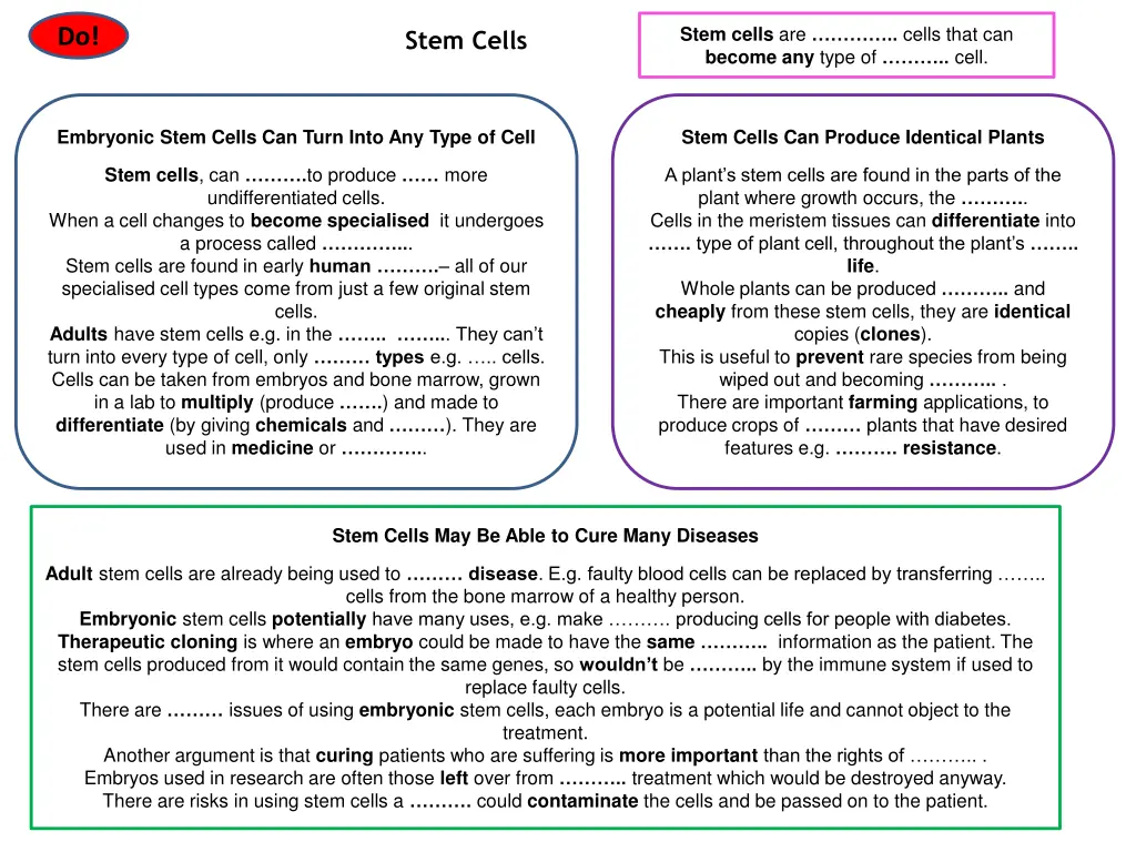 stem cells are cells that can become any type