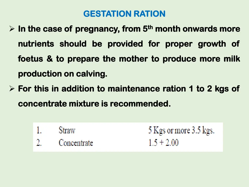 gestation ration gestation ration