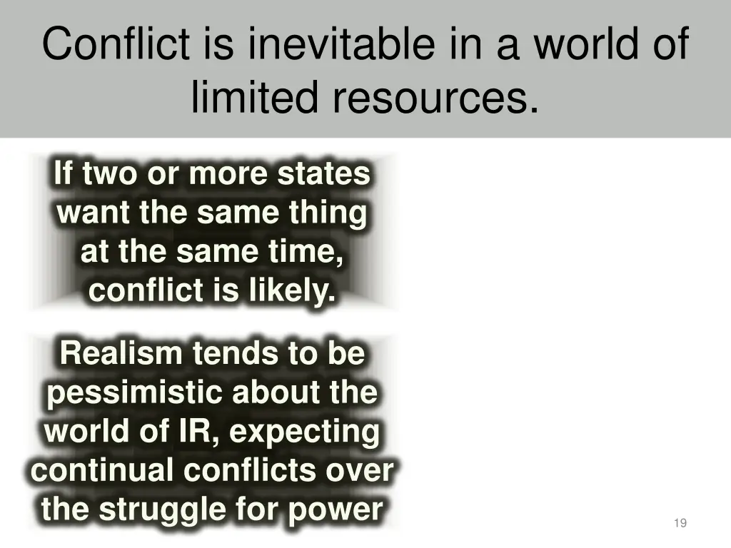 conflict is inevitable in a world of limited
