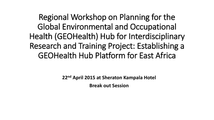 regional workshop on planning for the regional