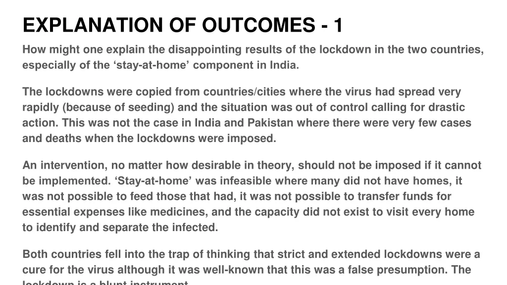 explanation of outcomes 1