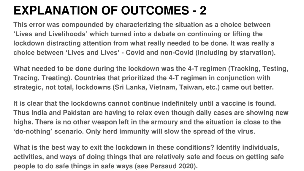 explanation of outcomes 2 this error
