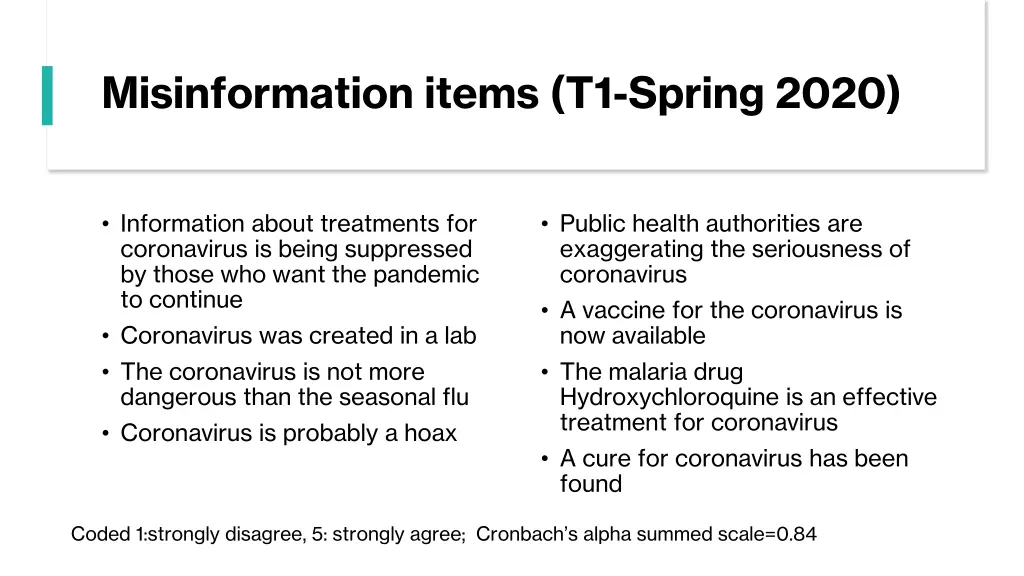 misinformation items t1 spring 2020