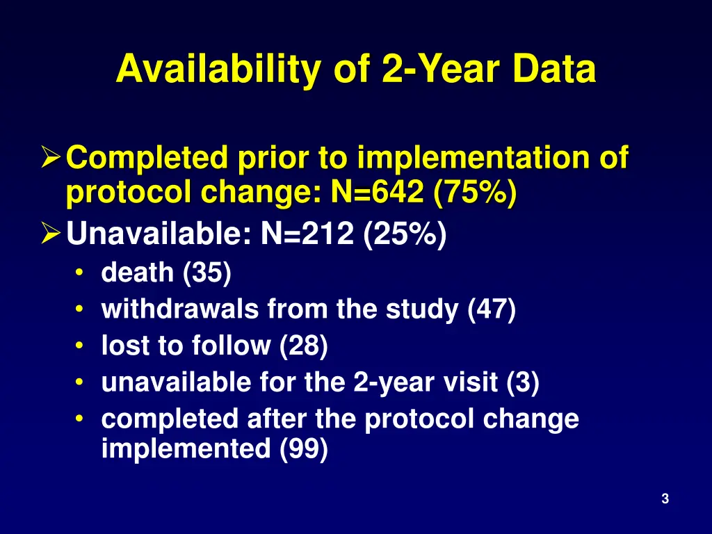 availability of 2 year data