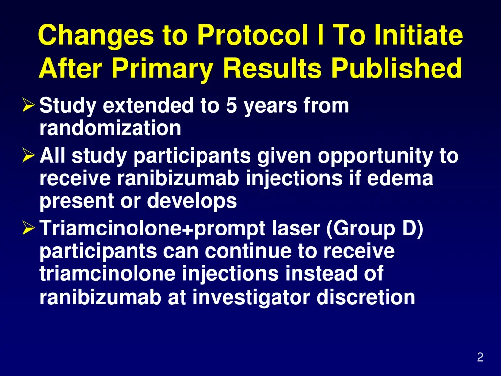 changes to protocol i to initiate after primary